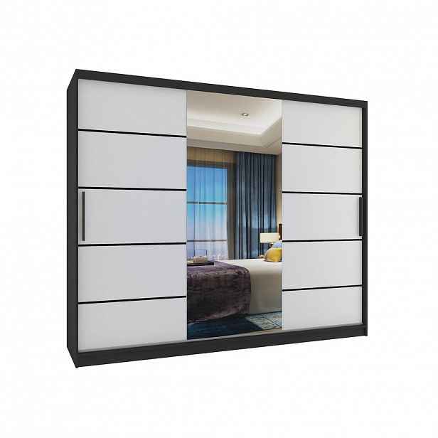 B BELINI GROUP POSUVNÁ SKŘÍŇ Verona MBP, Černá/Bílá Mat, 232 cm, se zrcadlem