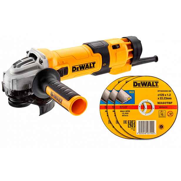 Bruska 125 mm 1500 W DeWALT DWE4257 3x Kotouč