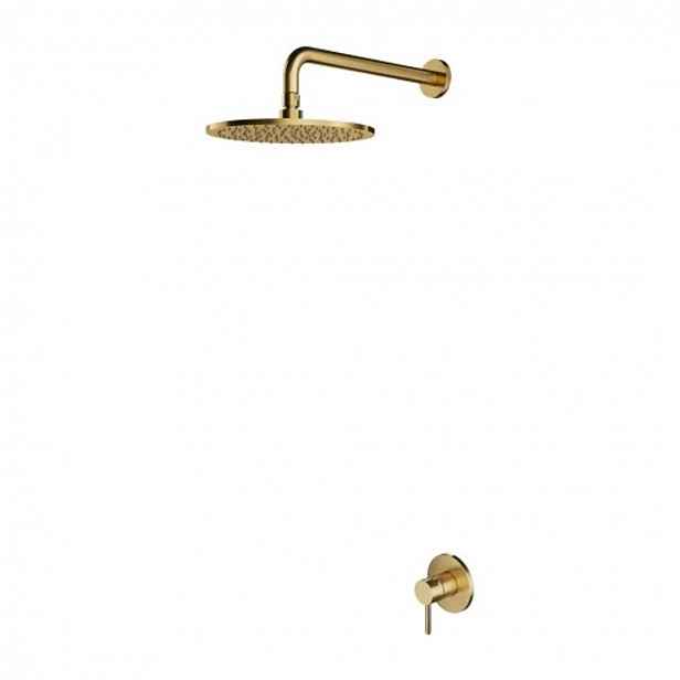 OMNIRES Y - Set sprchové podomítkové baterie a horní sprchy, s tělesem, průměr 25 cm, kartáčované zlato SYSY36GLB
