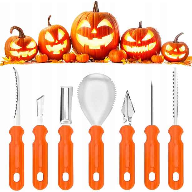 Sada na vyřezávání dýní na Halloween, 7 kusů, profesionální
