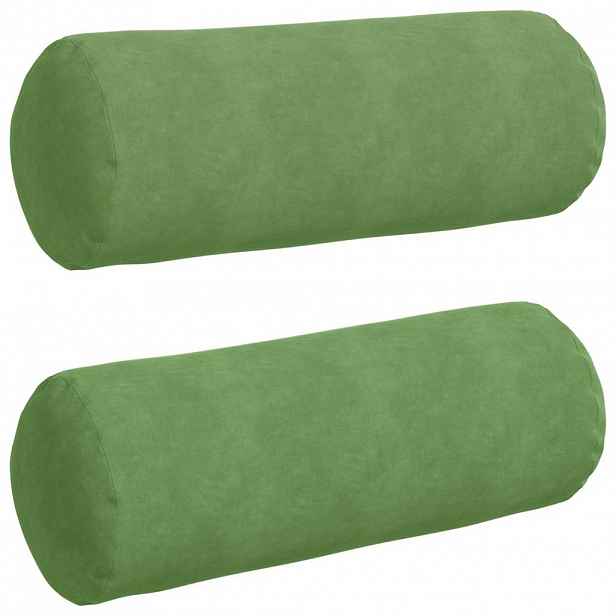 vidaXL Polštáře 2 pcs Světlá zelená Ø 25 x 70 cm Žebrovaná látka