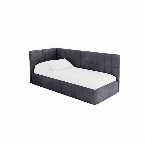 ALTDECOR JEDNOLŮŽKOVÁ POSTEL pro mládež s úložným prostorem, vpravo - TULY 80x200 tmavě šedá