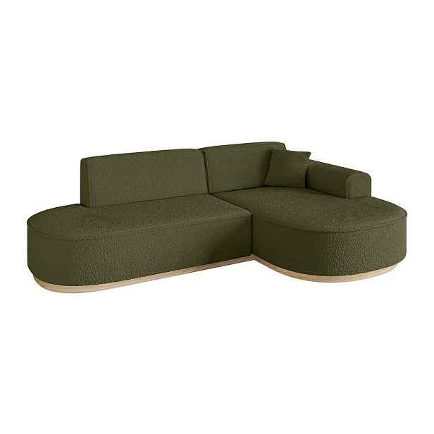 ALTDECOR ROHOVÁ SEDAČKA s otomanem, pravá MARI-L1-v1 243x171x83 Zelená Buklé