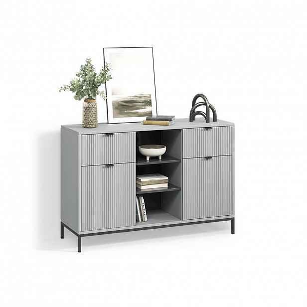 Livinity® KREDENC Aterno Šedá 120 x 81.2 cm se 2 zásuvkami a 2 dvířky