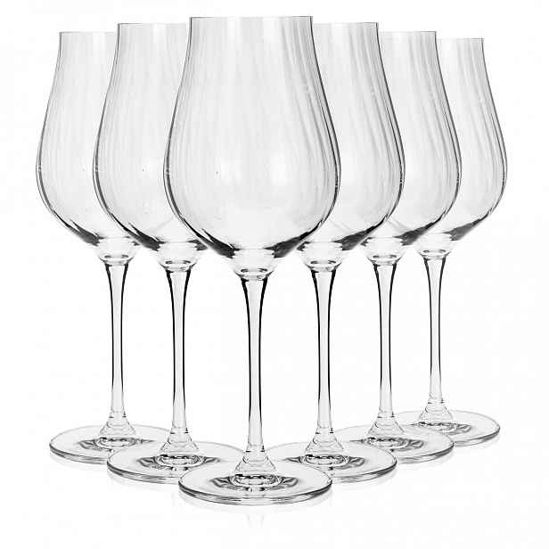 Skleničky ryhované s Optikem Bohemia Limosa Optic na víno 500 ml 6 ks