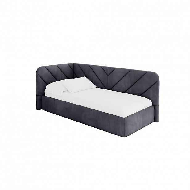 ALTDECOR JEDNOLŮŽKOVÁ POSTEL pro mládež s úložným prostorem, vpravo - FIKY 80x200 tmavě šedá