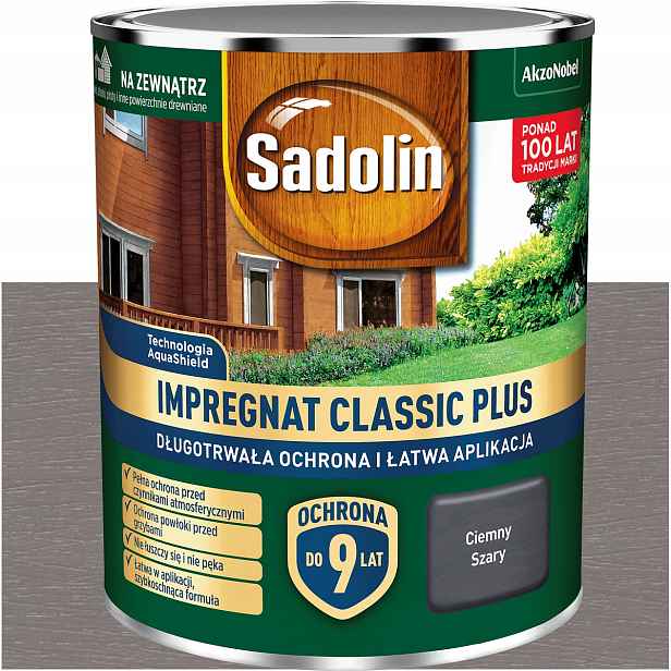 Barva Impregnát na dřevo Sadolin Classic Plus Tmavě šedý 4,5L