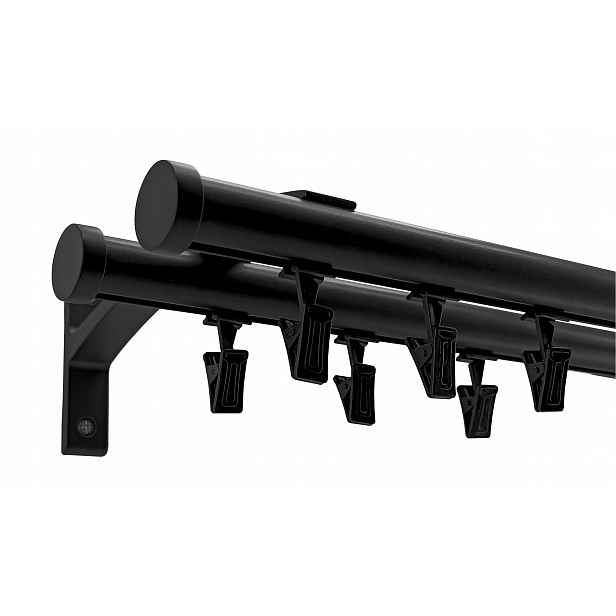 Garnýž Kolejnicový Hliníkový 20+20 mm Černý 120 cm Luna žabky