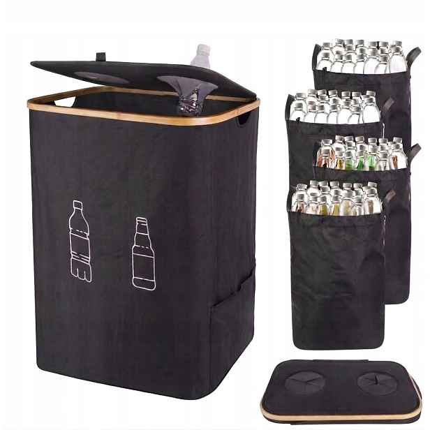 Koš na lahve, vratné plechovky, dvoukomorový 160L, Kauce 4 sáčky Bonus!
