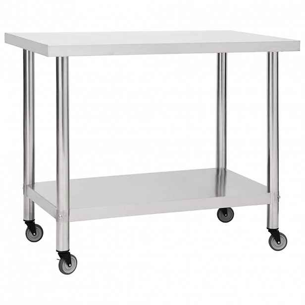 vidaXL Kuchyňský pracovní stůl s kolečky 100x30x85 cm nerezová ocel
