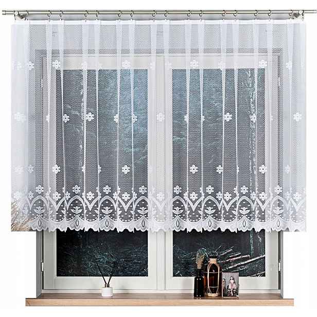 Záclona Florentyna 400x120 cm jednoduchá s květinami (hotová) s lemováním