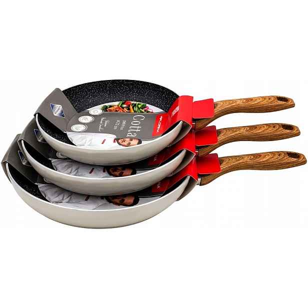Set 3 Pánví Indukce Plyn 20 cm 24 cm 28 cm Nepřilnavý Povrch