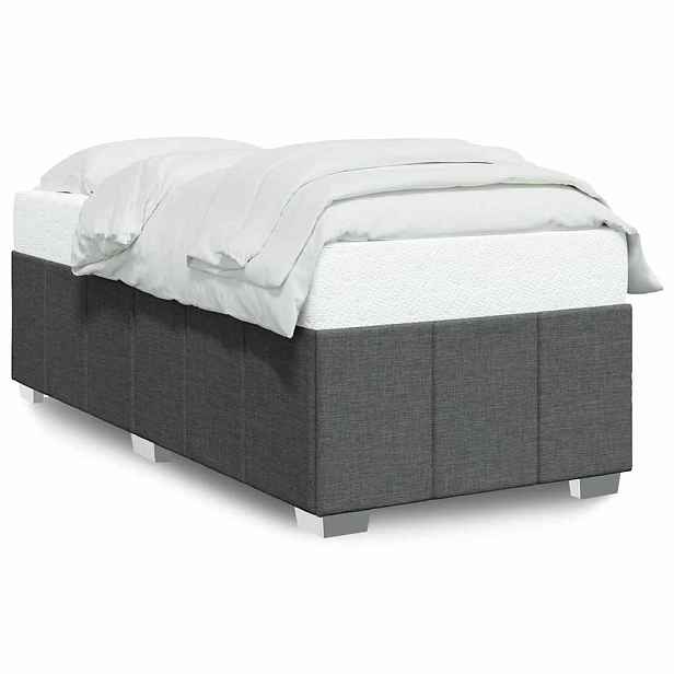 vidaXL Rám postele bez matrace tmavě šedá 100 x 200 cm textil