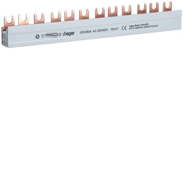 Lišta propojovací Hager KDN380A 3pól 16 mm2