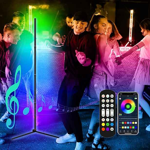 Stojací stojací podlahová lampa Rohová noční Rgb Duhový efekt 3D Dálkový Ovladač Aplikace
