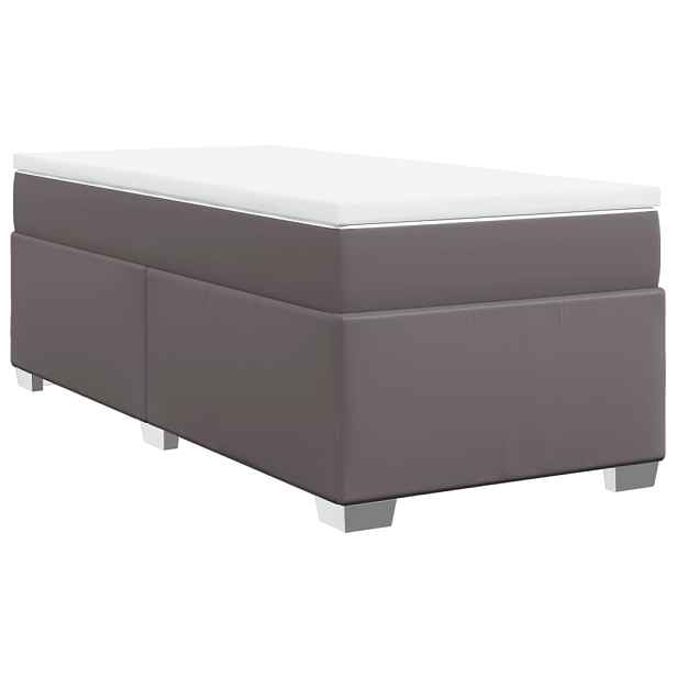 vidaXL Box spring postel s matrací šedá 90x200 cm umělá kůže