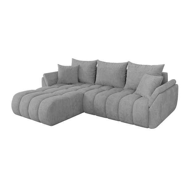 ALTDECOR ROHOVÁ SEDAČKA s funkcí spaní, otoman vlevo TOKO-L-v1 277x194x86 šedá manšestr