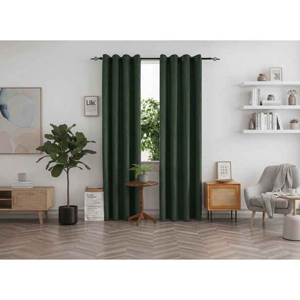 Zatemňovací závěs DUNES VELVET 140x250 cm, tmavě zelený Zavěšení: Kovové kroužky