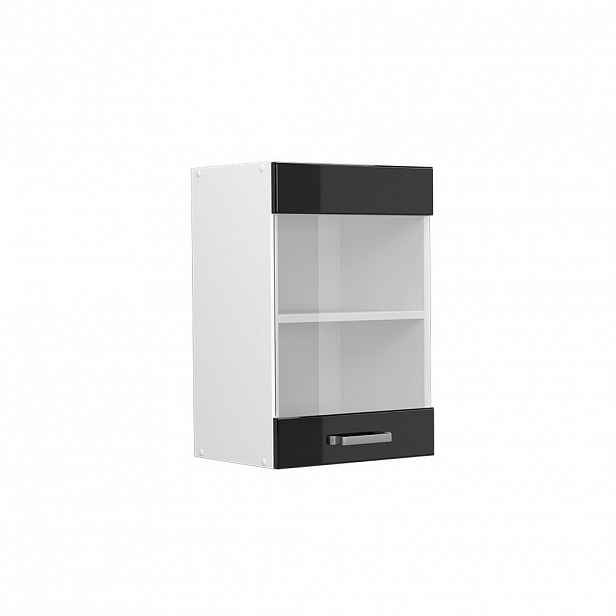 Vicco SKLENĚNÁ KUCHYŇSKÁ SKŘÍŇKA R-Line Černý vysoký lesk 40 cm