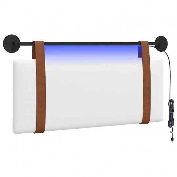 vidaXL Závěsné čelo postele S LED osvětlením Bílá Antický PU