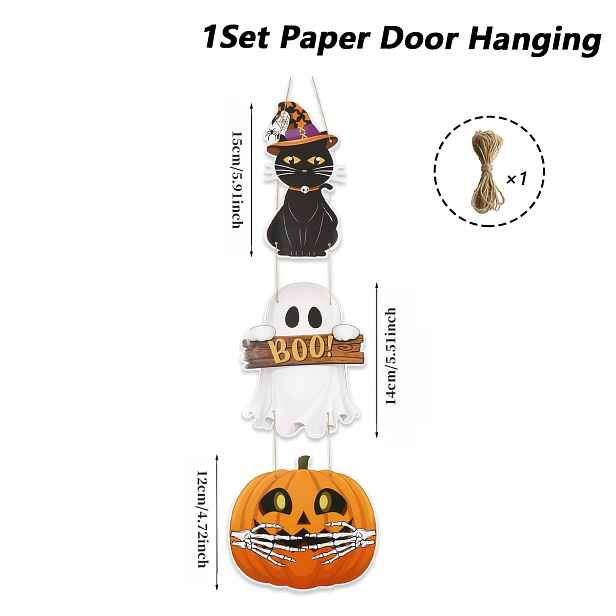 TEMU 1 sada závěsných dekorací, halloweenské dřevěné závěsy na dveře, dekorace s dýňovou černou kočkou, strašidelné dekorace na verandu s nápisem