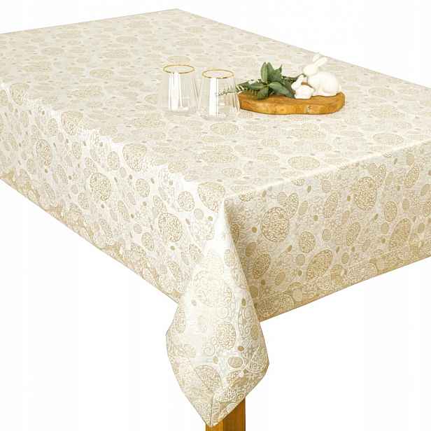 Velikonoční ubrus Manžeta odolná proti skvrnám Zlaté psaníčko 100 x 200 cm Express