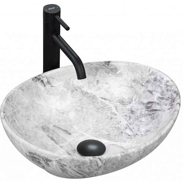 Umyvadlo na desku Sofia Stone Marble 41x34,5 (REA-U9908) /po/