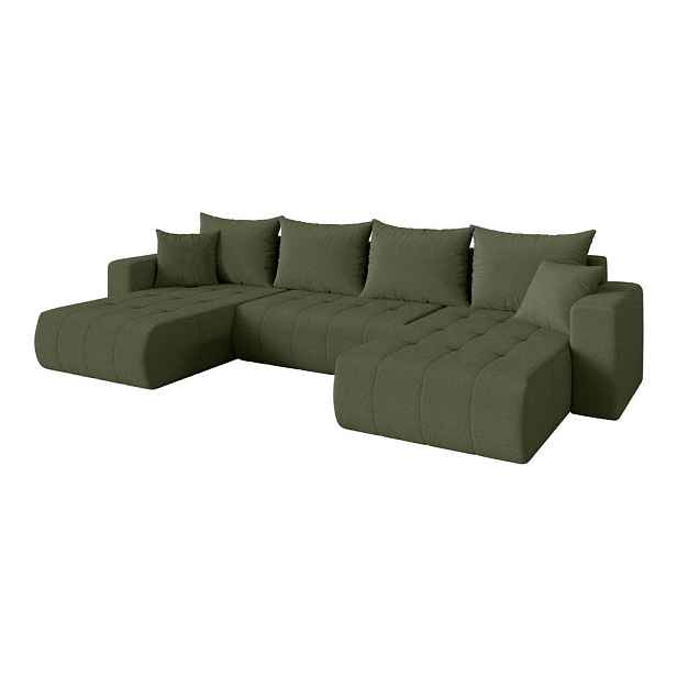ALTDECOR SEDACÍ SOUPRAVA DO U s funkcí spaní a úložným prostorem MILA-U 378x194x86 zelená bouclé