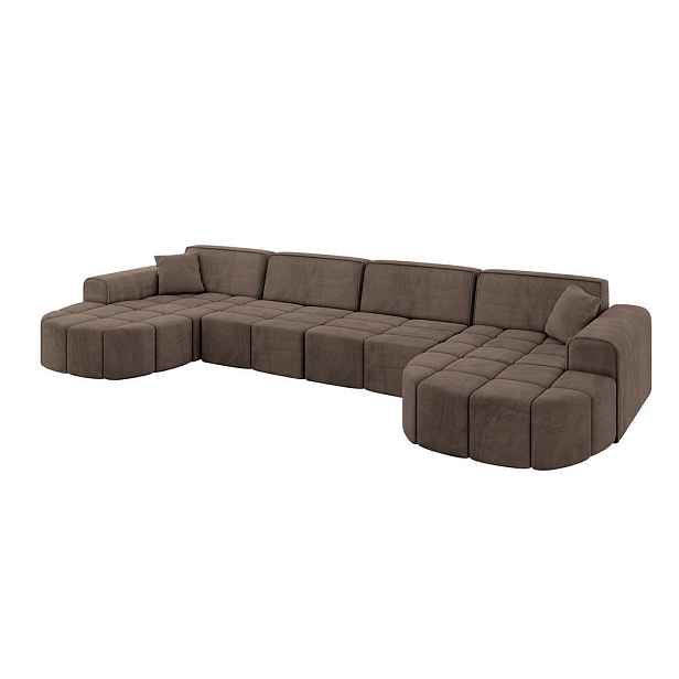 ALTDECOR SEDACÍ SOUPRAVA ve tvaru U LIVO-U2 400x173x79,5 Hnědá Velur