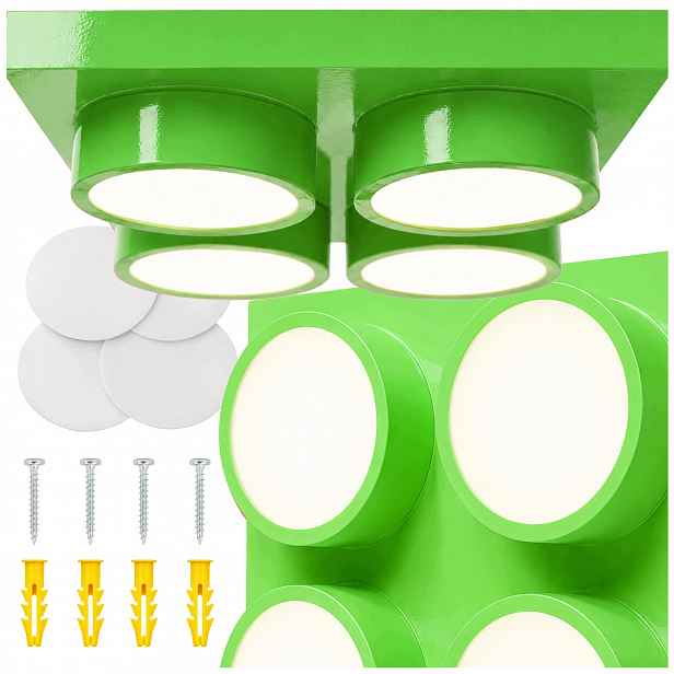 Led Lampa Klocek Pro Fanoušky Lego 40x40 CM Zelená Stropní Svítidlo Dětský Pokoj