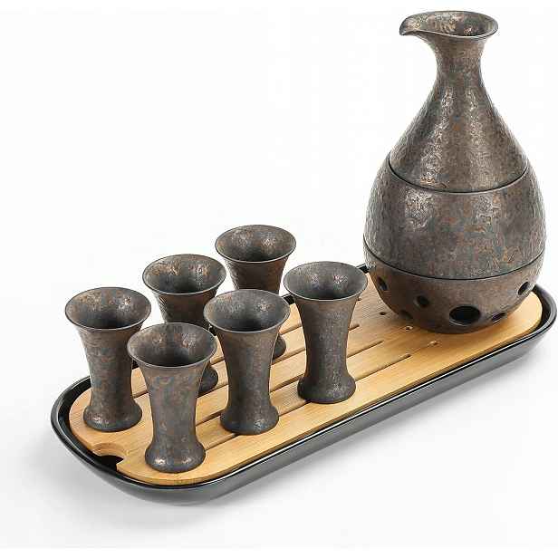 Sada pro japonské saké Tradiční porcelánová karafa Šálky Retro