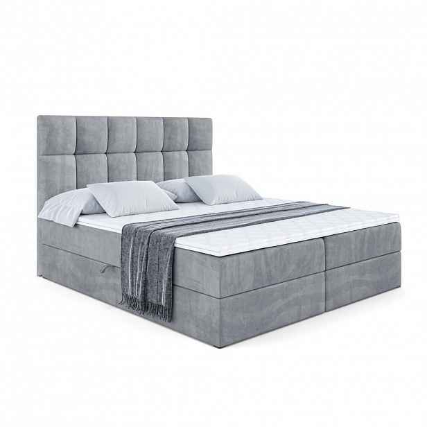 ALTDECOR AMERICKÁ postel s matrací H3 a roštem – RICAR – 200 x 200 šedá