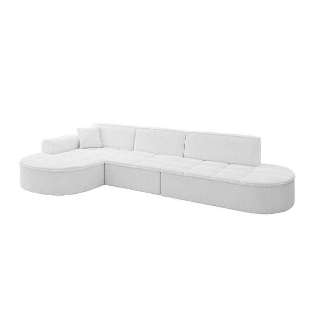 ALTDECOR ROHOVÁ SEDAČKA s otomanem, levá TARO-L2 328x171x79,5 Bílá Buklé
