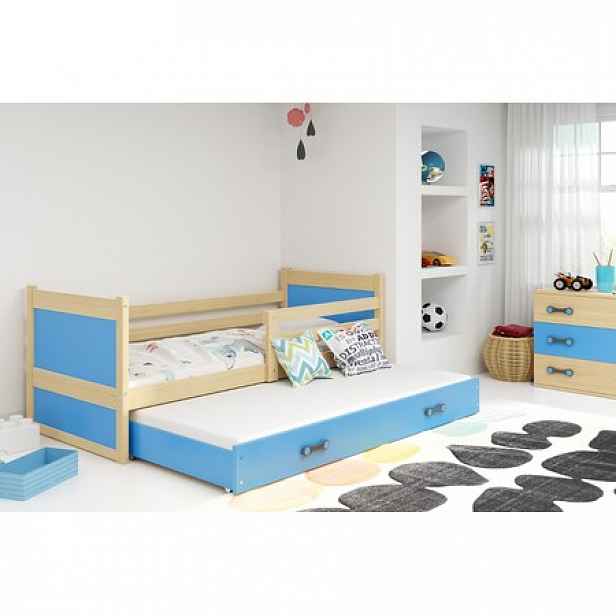 Dětská postel s výsuvnou postelí RICO 190x80 cm Borovice Modrá
