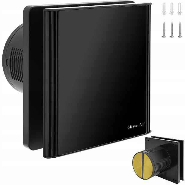 Koupelnový Ventilátor Mission Air Edge 100 S Černý Moderní Tichá Klapka