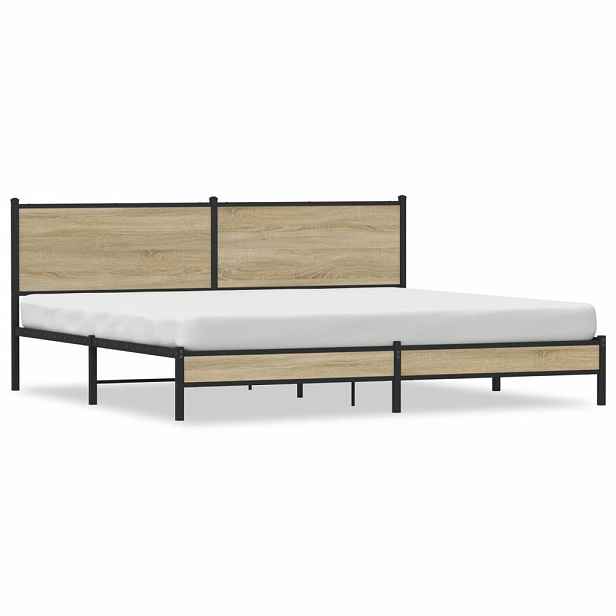 vidaXL Kovový rám postele bez matrace dub sonoma 193 x 203 cm