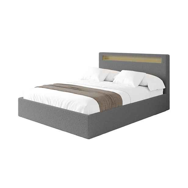 ALTDECOR ČALOUNĚNÁ POSTEL s úložným prostorem a roštem, postel bez matrace - GOLA 140x200 Šedá