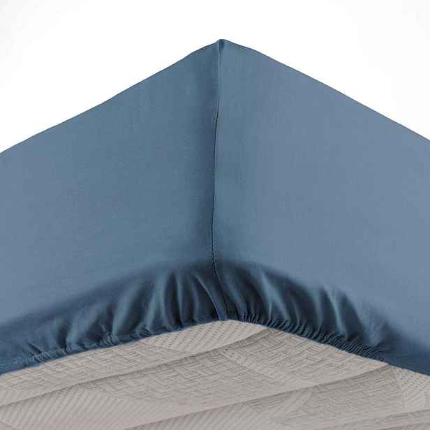 Modré napínací prostěradlo z mikrovlákna 90x190 cm Oscar – douceur d'intérieur