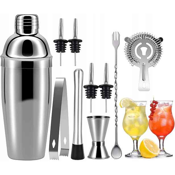 Sada na koktejly, shaker na koktejly, 750 ml, z nerezové oceli