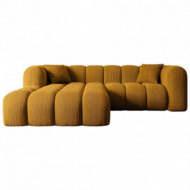 ALTDECOR ROHOVÁ SEDACÍ SOUPRAVA s otomanem vlevo OLEA-L1 – 231 × 173 × 74 cm hořčicově žlutá