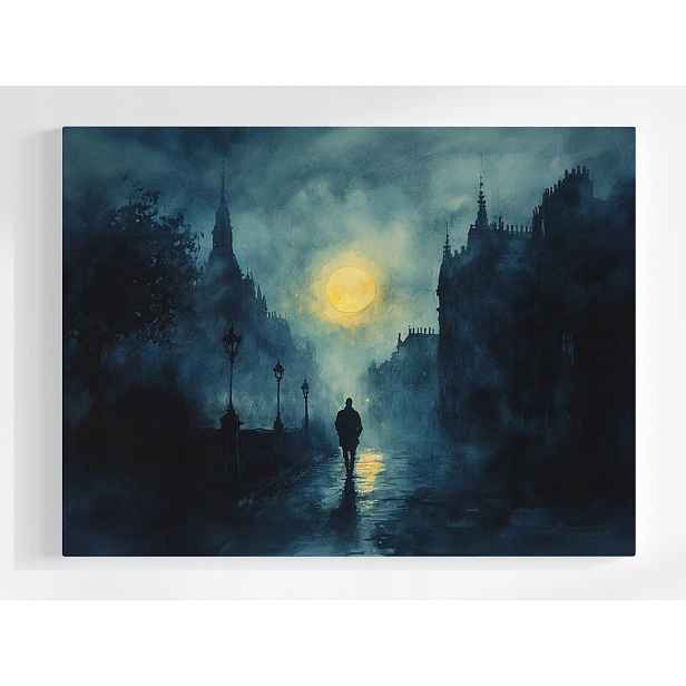 Plakát Město Ulice Měsíc Noc Temnota Procházka 100x75