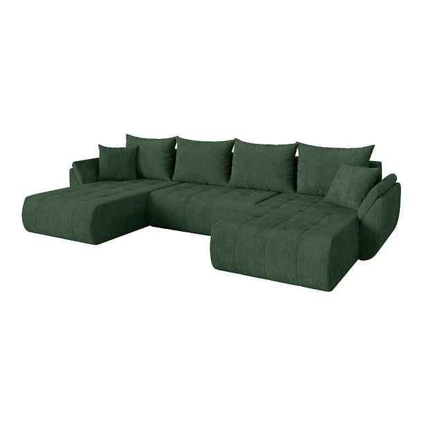 ALTDECOR SEDACÍ SOUPRAVA DO U s funkcí spaní a úložným prostorem TOKO-U 378x194x86 zelená manšestr