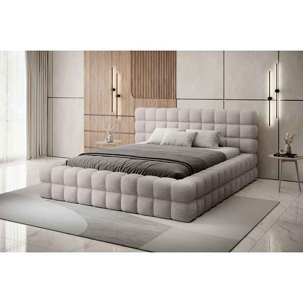 Čalouněná postel s úložným prostorem 160x200 DELVIRO - šedá
