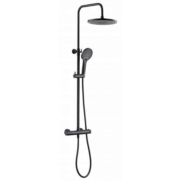 kielle Nefia - Sprchový set s termostatem, 24 cm, 3 proudy, matná černá 20627014E