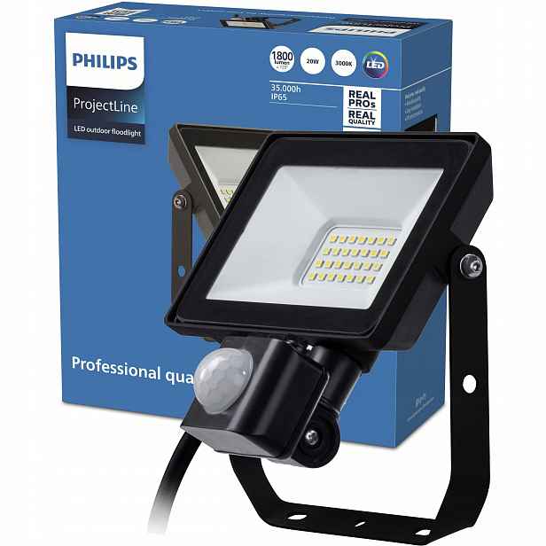 Led reflektor 20W 3000K IP65 Halogenový reflektor s pohybovým senzorem Philips