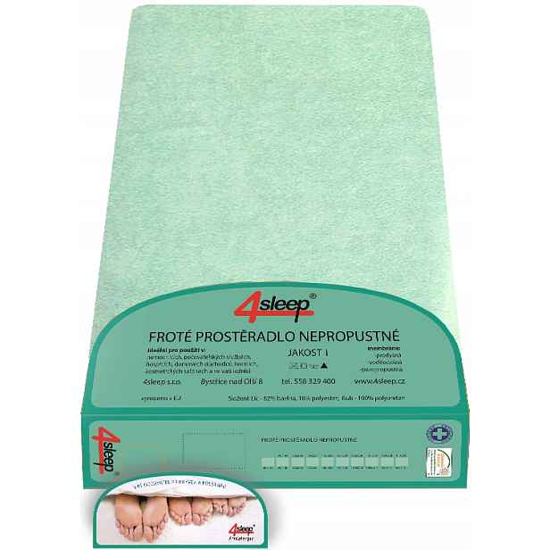 Nepropustné froté prostěradlo s gumičkou 180/200 Zelené