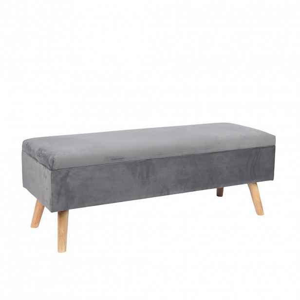 Relaxdays LAVICE Tmavě šedá sametová s úložným prostorem 110 cm