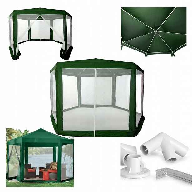 Stan Obchodní zahradní pavilon 2x2x2 m s moskytiérou 6 stěn zelený