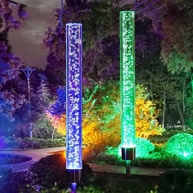 TEMU 2 sady venkovních solárních zahradních světel, IP64 vysoce kvalitní RGB solární cestovní světla měnící barvy s bublinkovým efektem, solární