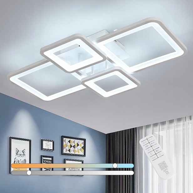 Led stropní lampa lustr s dálkovým ovládáním do obývacího pokoje moderní bílá 54W